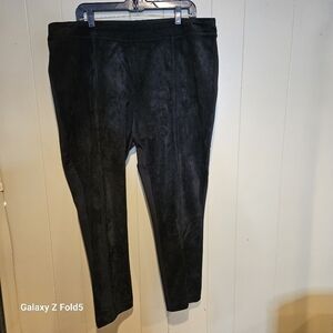 Calvin Klein Black Faux Suede front Panel Pants, Size 1X, Stretchy & Comfortable